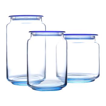 乐美雅凝彩储物罐冰蓝3件套（0.5L+0.75L+1L)