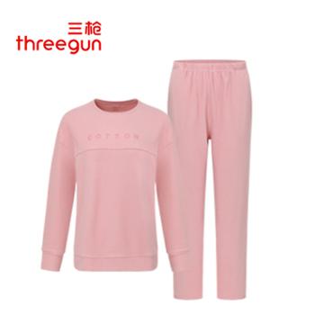 三枪 82336D021圆领长袖女家居套 朵绒棉
