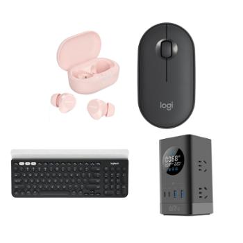 罗技/Logitech 无线蓝牙键鼠套装+飞利浦真无线蓝牙耳机+公牛快充插座 组合