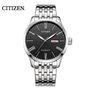 西铁城Citizen 自动机械手表时尚商务休闲黑盘钢带男表 NH8350-59E