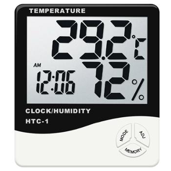 品佳 电子温度计家用室内温湿度计婴儿房时钟精准室温表高精度室外
