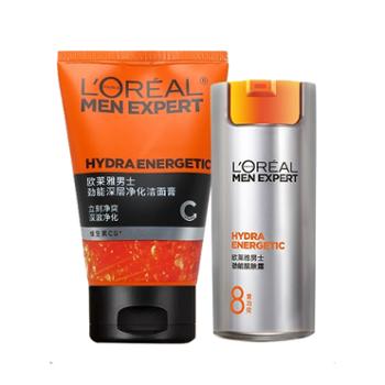 欧莱雅/L’OREAL 劲能深层洁面膏+劲能醒肤露100ml+50ml