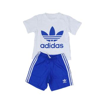 Adidas阿迪达斯儿童三叶草男婴童0-3岁短袖运动套装两件套FI8319