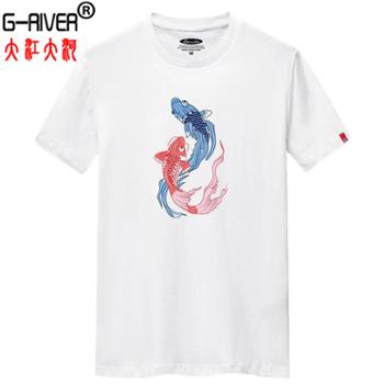 大江大河/G-RIVER 全棉T恤衫男士短袖印花 3D立体印花 S-6XL