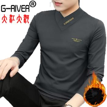大江大河/G-RIVER 加绒加厚男士长袖T恤打底衫 循环锁温，修身保暖 M－4XL