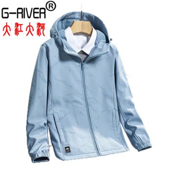 大江大河/G-RIVER男女印花软壳外套防水登山服冲锋衣