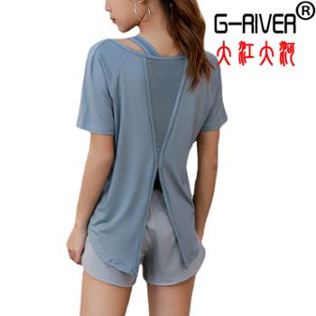 大江大河/G-RIVER 女式速干网纱薄款宽松瑜伽服短袖T恤上衣