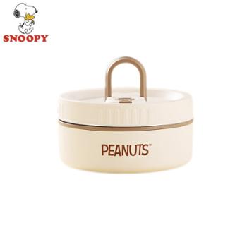 SNOOPY 史努比 白色单个家味系列304不锈钢饭盒420毫升圆形便当提锅餐盒