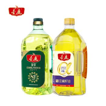 金鹿 82％高油酸葵花籽油1.8＋压榨一级亚麻籽油1.8 3.6L