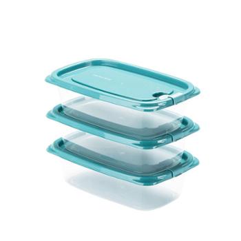 茶花（CHAHUA）保鲜塑料储物盒830M 蓝色三个装