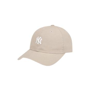 MLB帽子 男女通用情侣款软顶棒球帽 NY小标鸭舌帽 32CP77米白色NY小白标