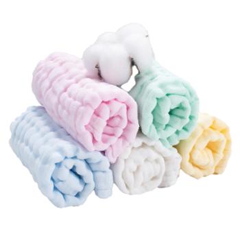 优米熊 纯棉6层纱布素色方巾5条装 30×30cm