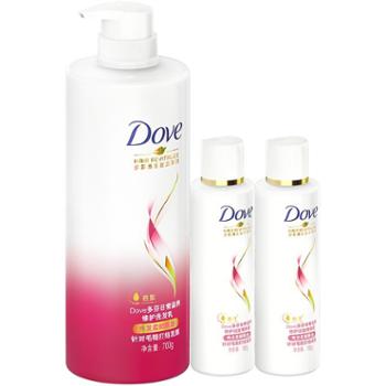 多芬 日常滋养修护洗护组套 洗发乳700G+精华素195GX2