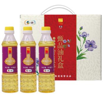 中粮 悦润甄品食用油亚麻籽油礼盒B款 400ml*3瓶