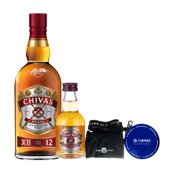 芝华士 12年苏格兰威士忌 500ml+50ml 赠芝华士13年背带卡包+B22杯垫