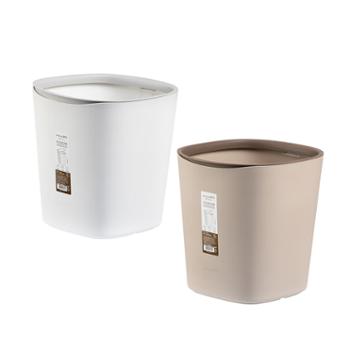 茶花 净悦压圈垃圾桶 10L 茶花白 咖啡棕随机发货 206005