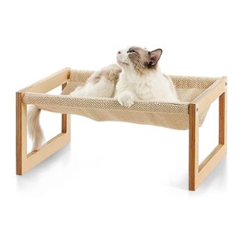 升晴 室内木质猫吊床高架猫床便携式四季通用型宠物床