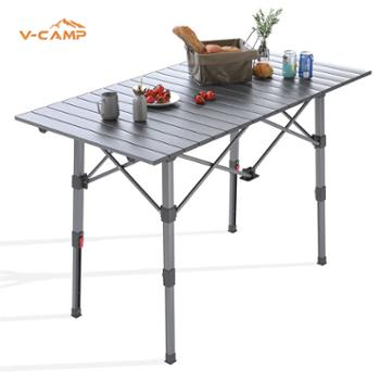 威野营（V-CAMP）户外折叠桌便携式铝桌 蛋卷桌可升降调节露营野餐烧烤桌VF3012