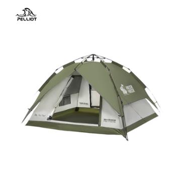 伯希和（PELLIOT）速开帐篷户外露营防雨过夜银胶防晒天幕雨棚遮阳棚16402701绿色
