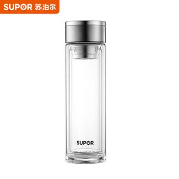 苏泊尔（SUPOR）一指秒开茶水分离耐热玻璃杯男女士家用办公商务送礼水杯子 KCG35AT10