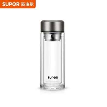 苏泊尔（SUPOR）玻璃杯双层耐高温防烫水杯280ml商务办公男女茶杯 KCG28AZ10